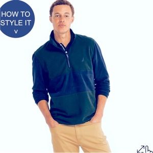 Nautica COLORBLOCK QUARTER-ZIP NAUTEX FLEECE - NWT XL